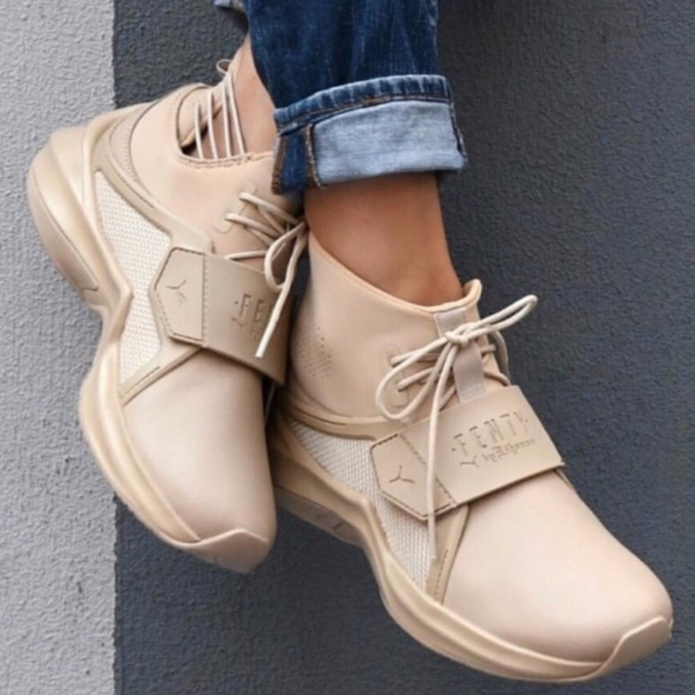 Women's Beige High-Top Sneakers